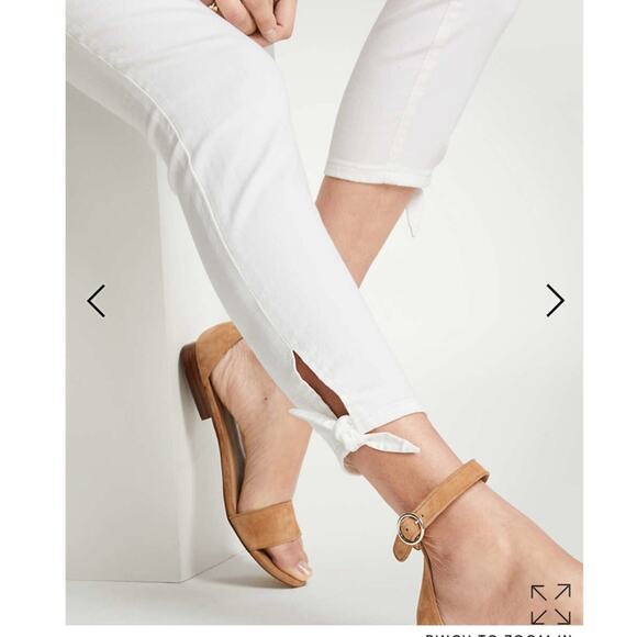 Ann Taylor White Ankle Tie Skinny Crop Jeans 8 - Picture 1 of 5